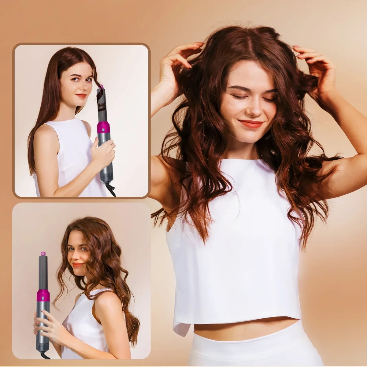 Hot Air Styler Comb 5 in 1 Hair Dryer Automatic Hair Curler Professional Hair Straightener Household