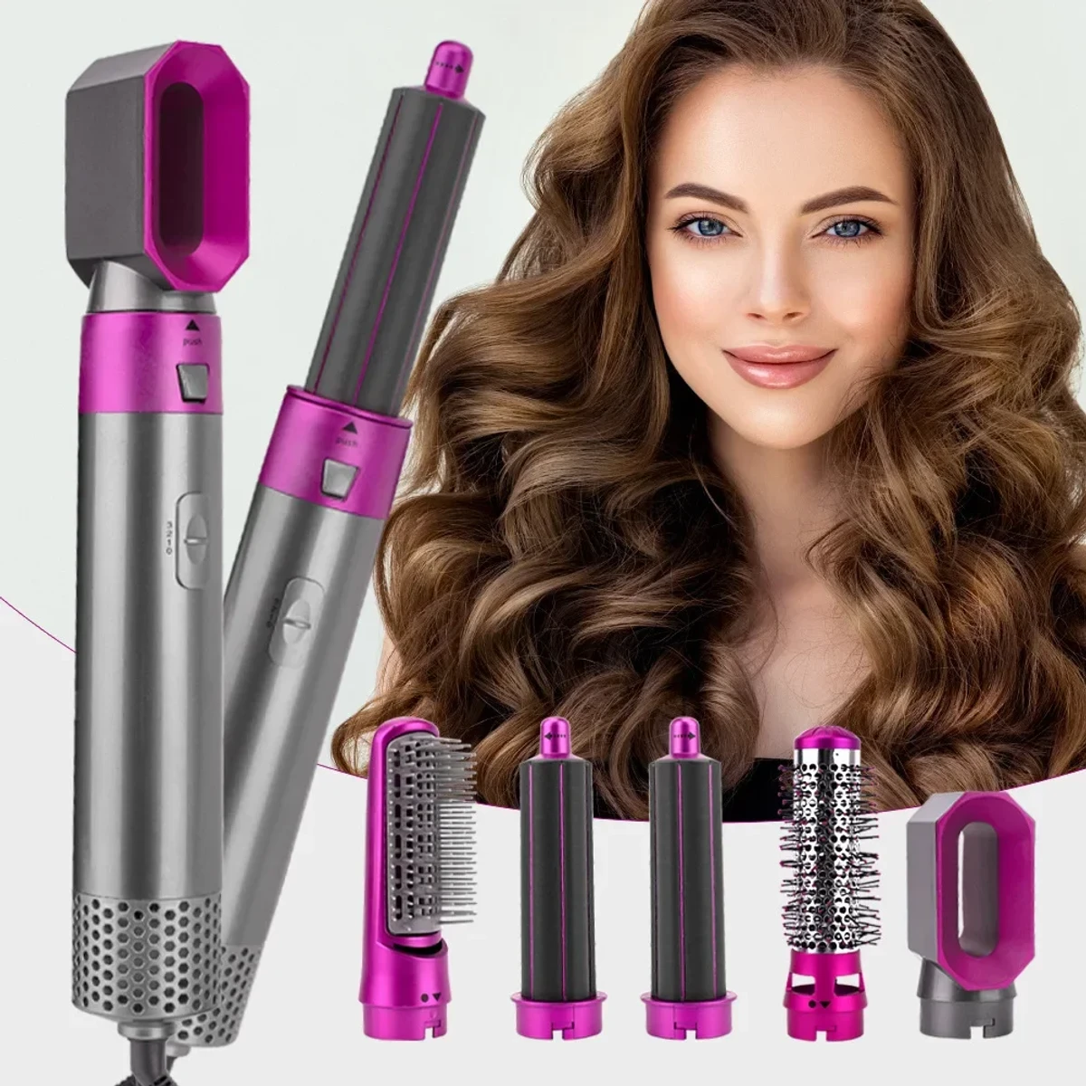 Hot Air Styler Comb 5 in 1 Hair Dryer Automatic Hair Curler Professional Hair Straightener Household - Image 5