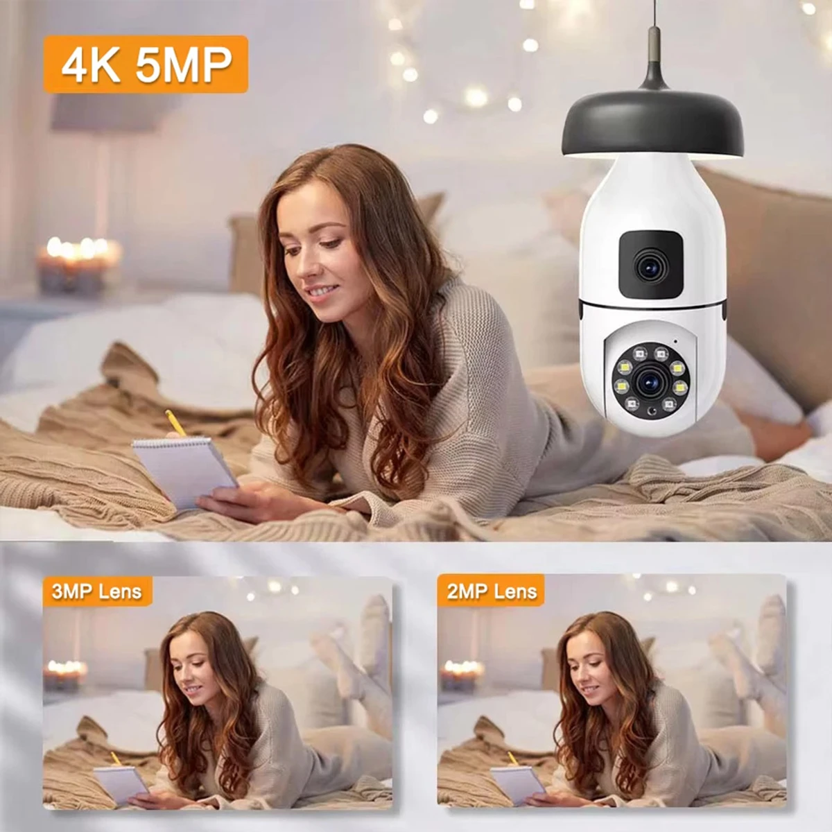 Dual Lens  Bulb System V380 Pro  WIFI Camera - Image 3