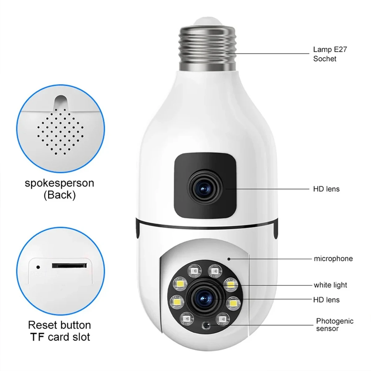 Dual Lens  Bulb System V380 Pro  WIFI Camera - Image 5