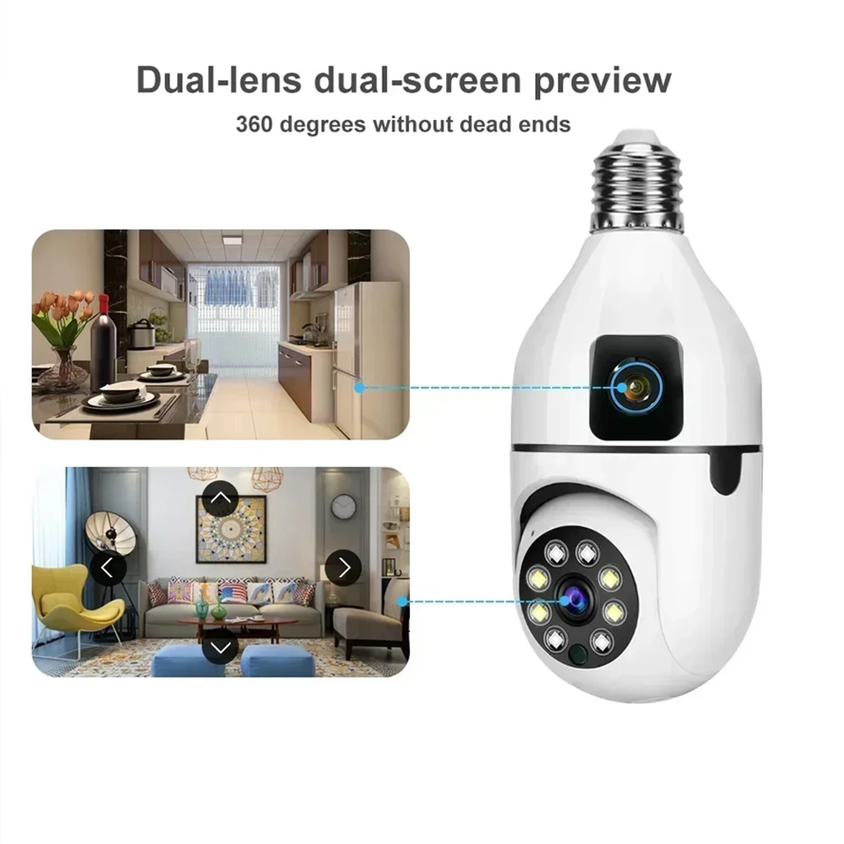 Dual Lens  Bulb System V380 Pro  WIFI Camera